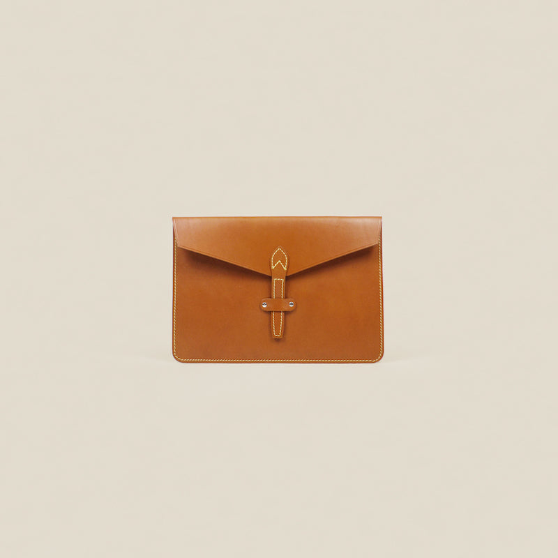 Pochette en cuir miel France luxe