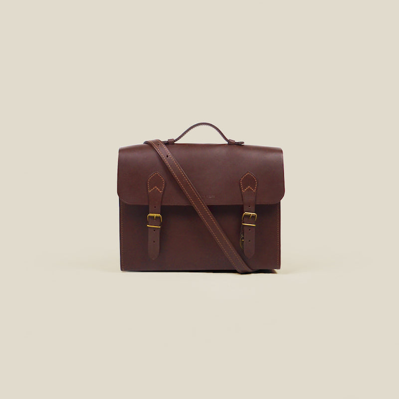 Cartable en cuir chocolat cadeau france homme luxe