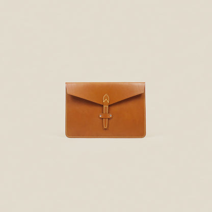 Pochette en cuir miel France luxe
